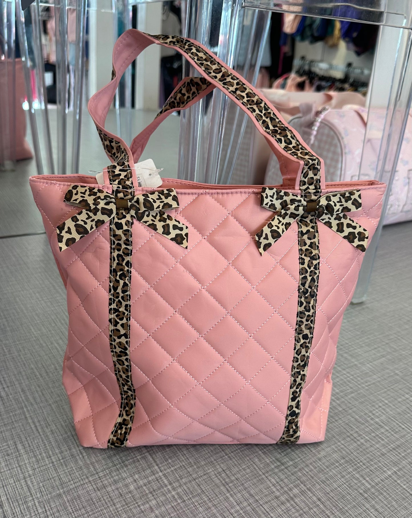 Pink Tote Bag w/ Cheetah Straps