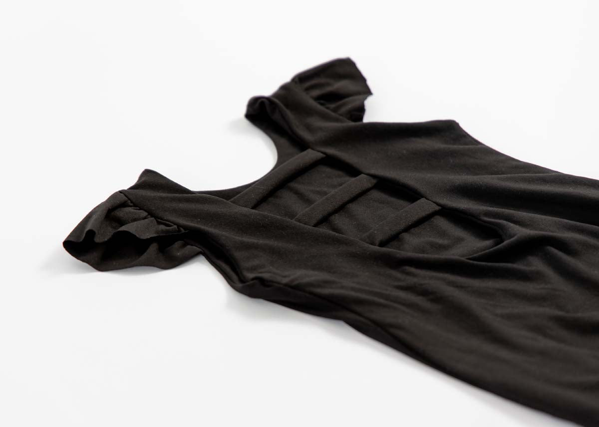 Black 3 Strap Flutter Leotard