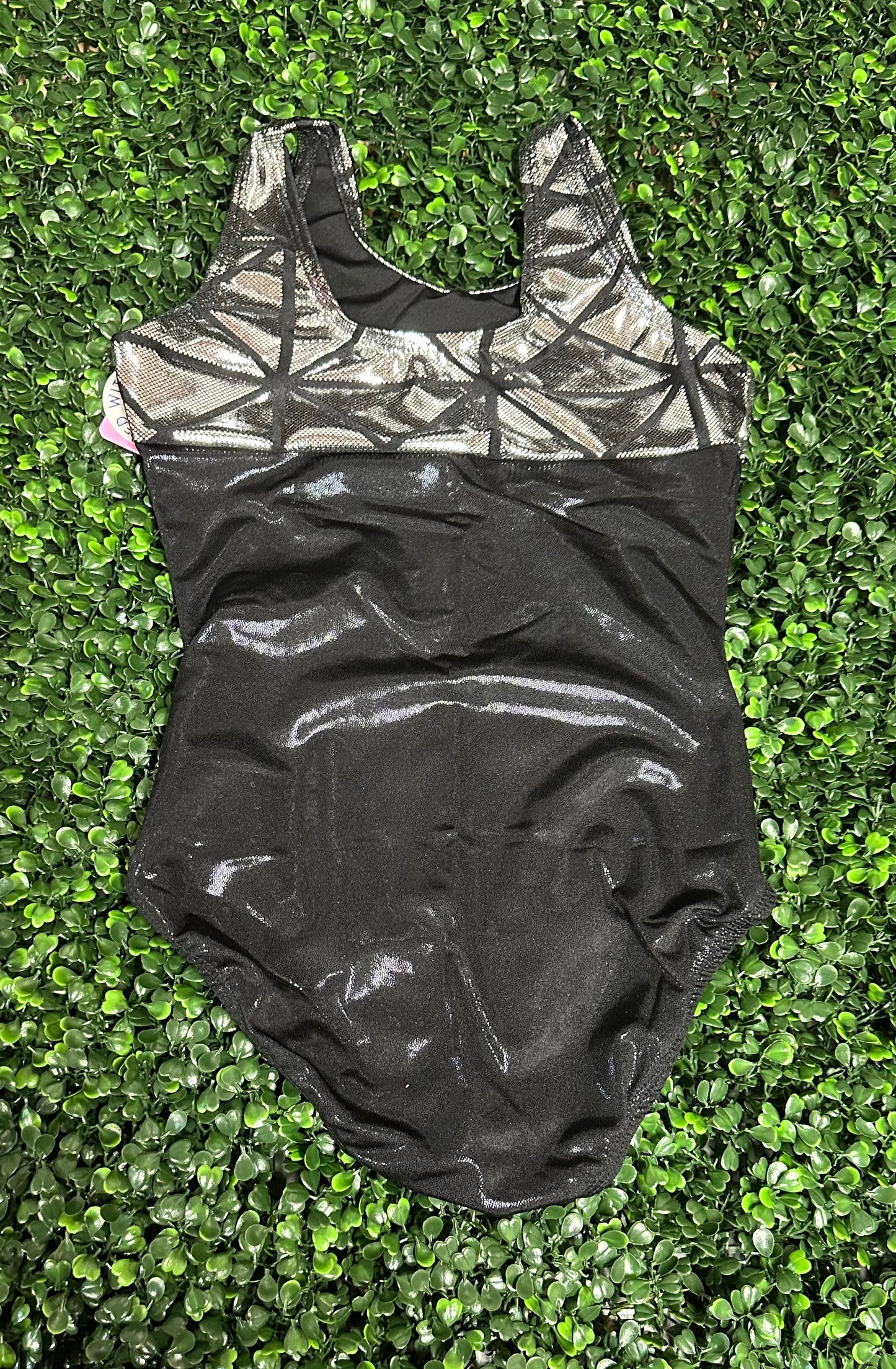 Silver Color Block Leotard