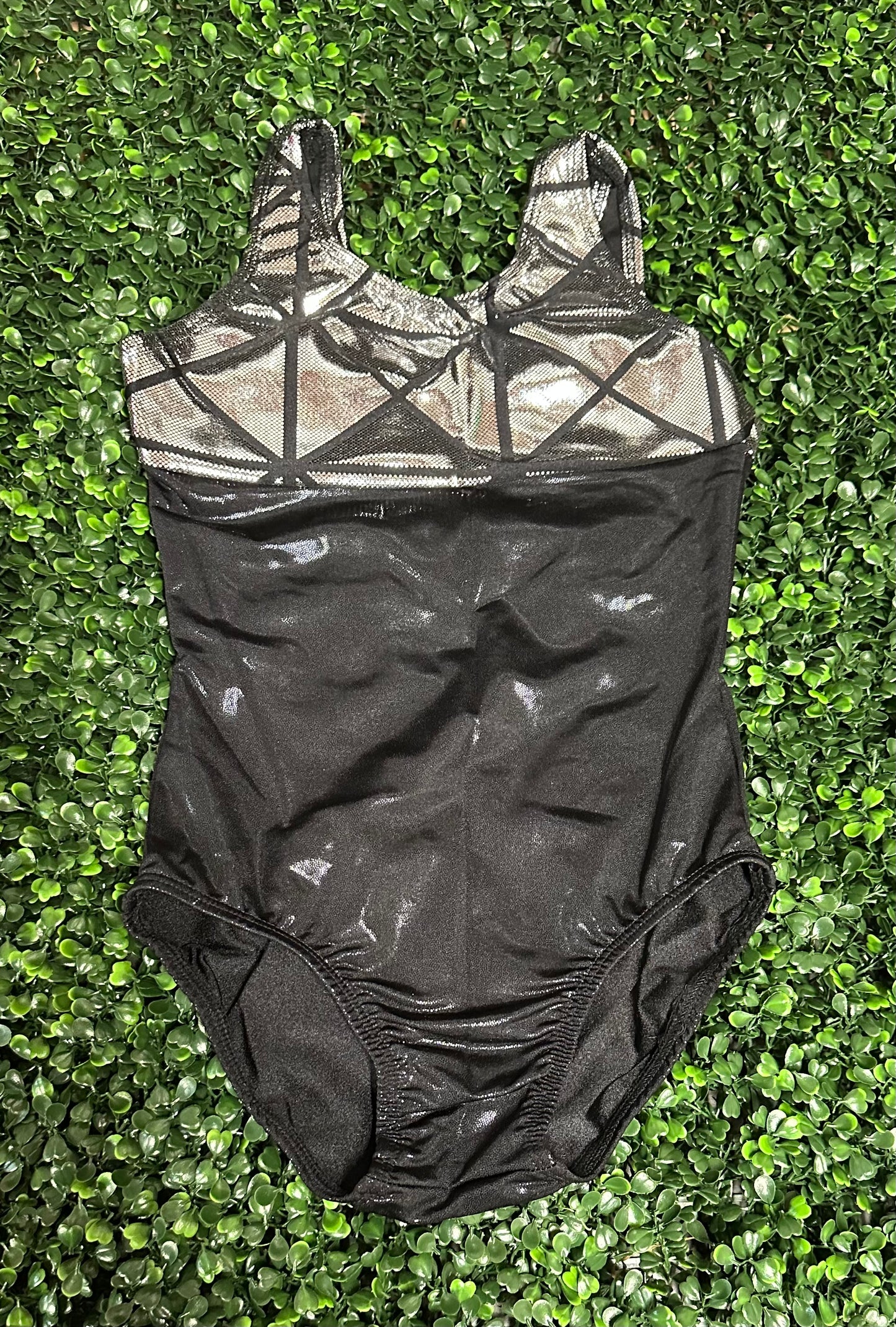 Silver Color Block Leotard