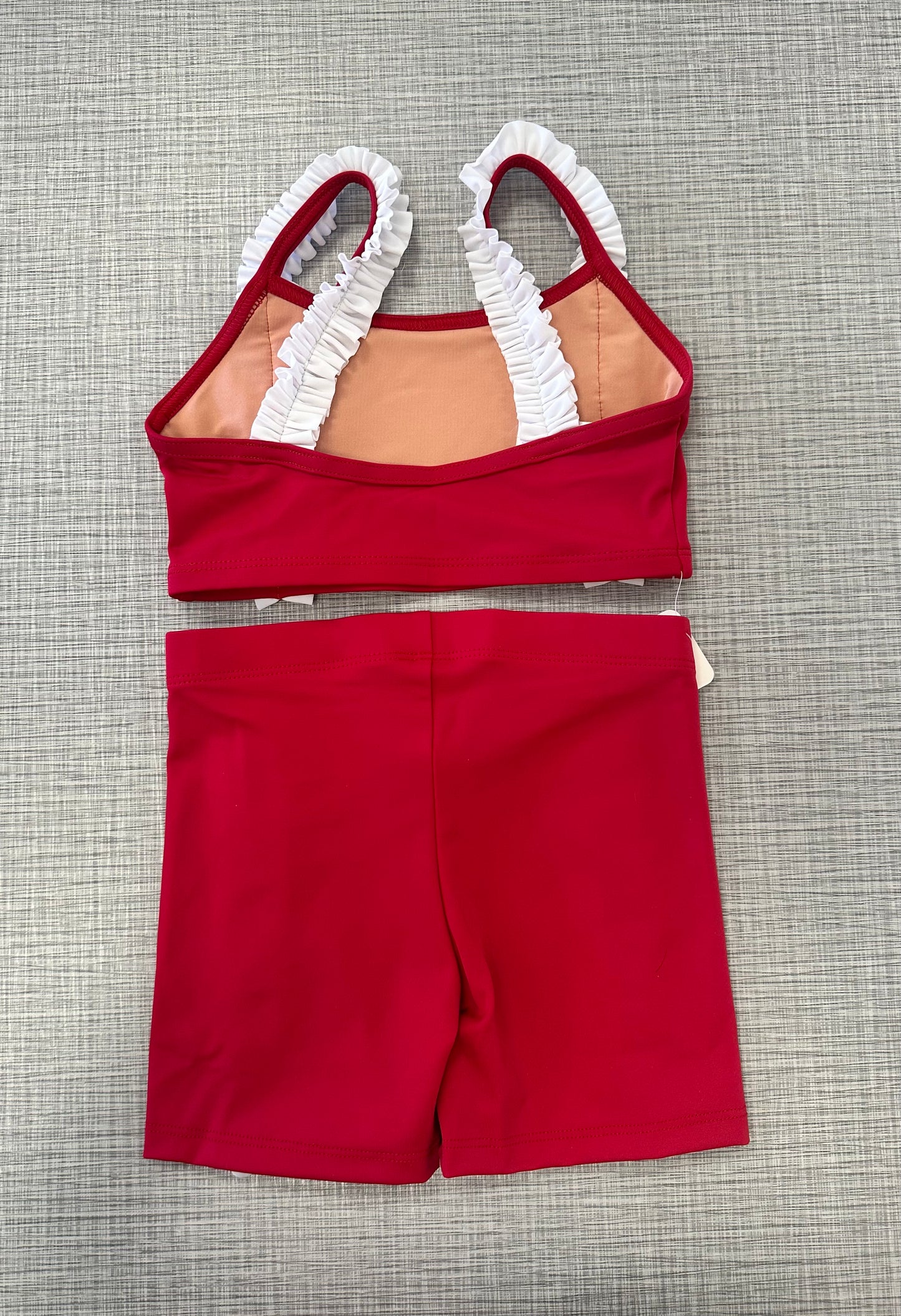 Custom Made Red & White Ruffle Short Set
