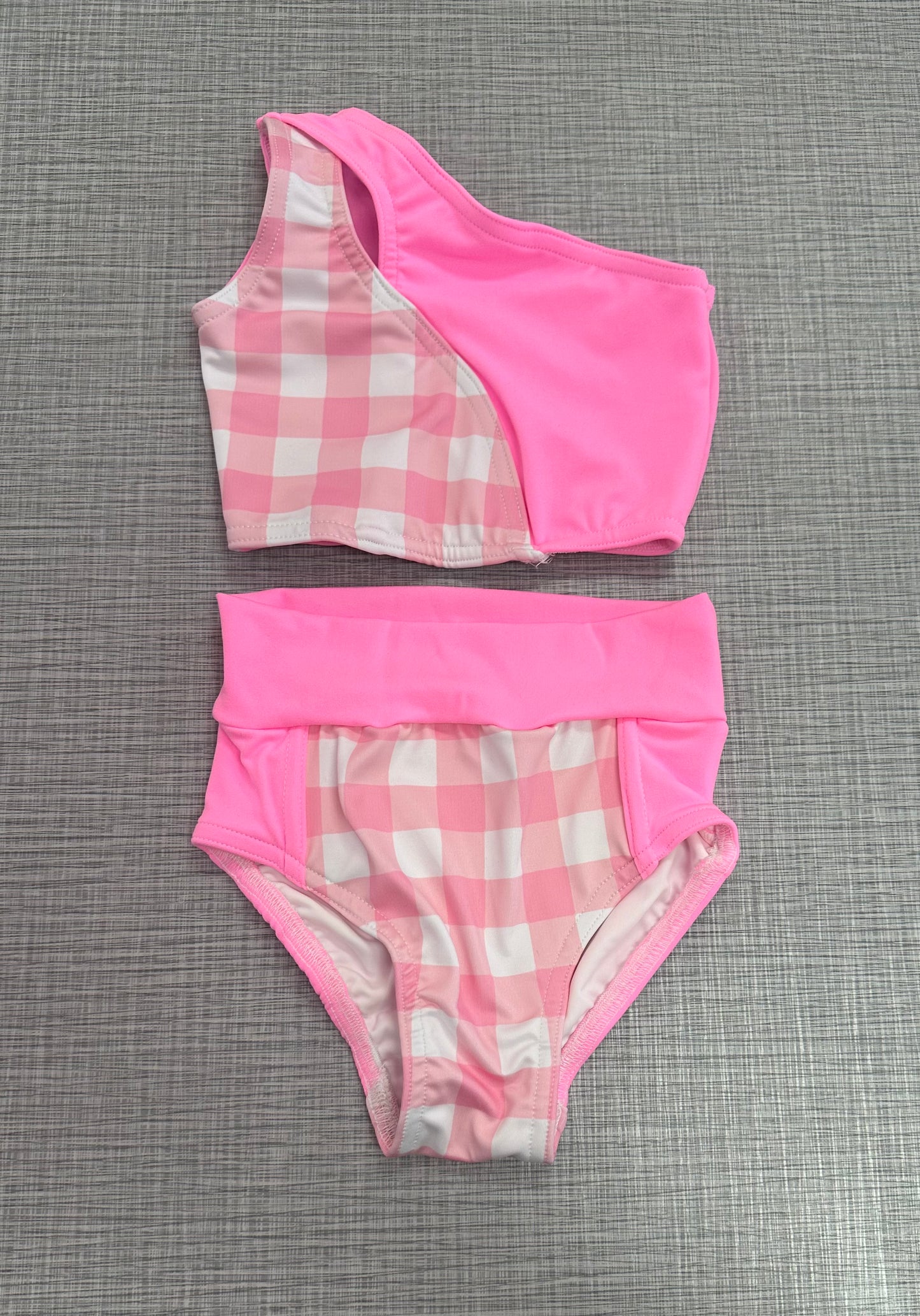 Pink Plaid Cut Out Brief Set