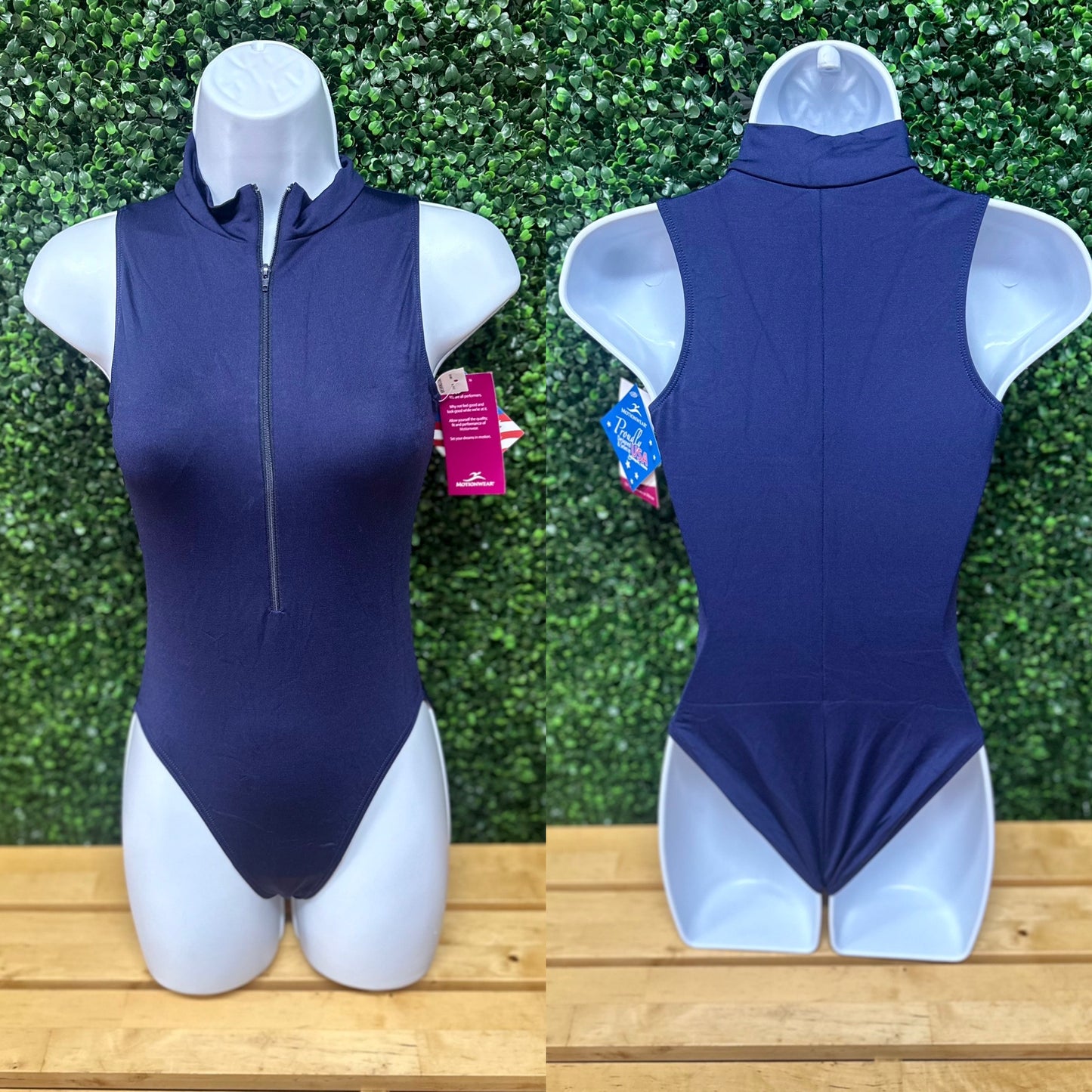 Clearance Navy Zip Front Leotard