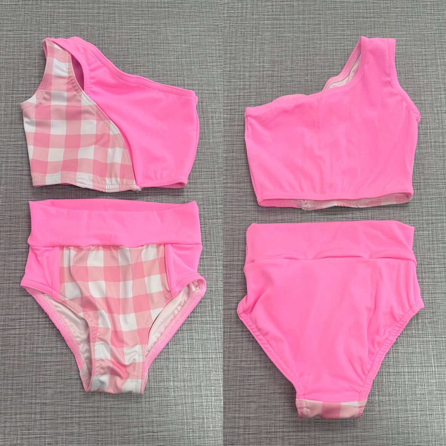 Pink Plaid Cut Out Brief Set
