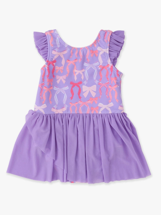 Rosy Ribbons Flutter Sleeve Leotard