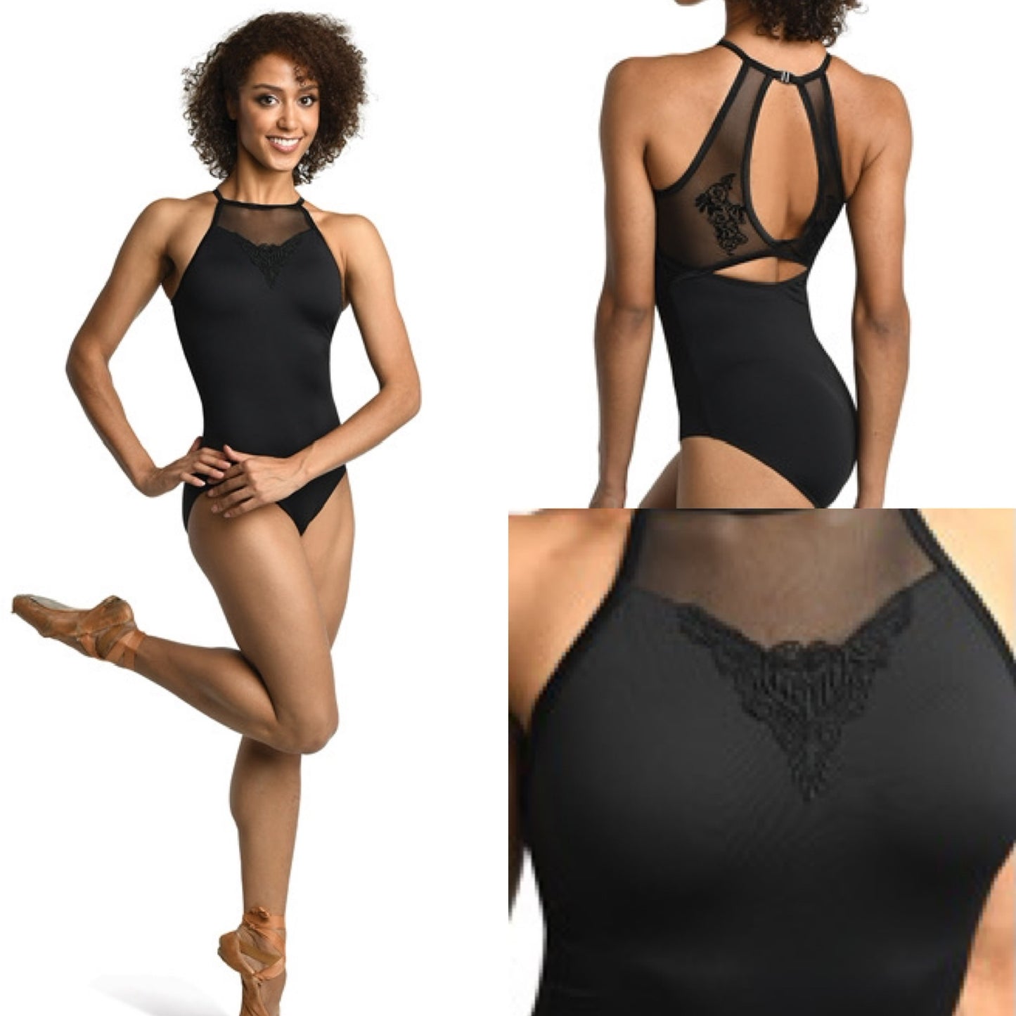 Luciana Black Mesh Leotard #23117