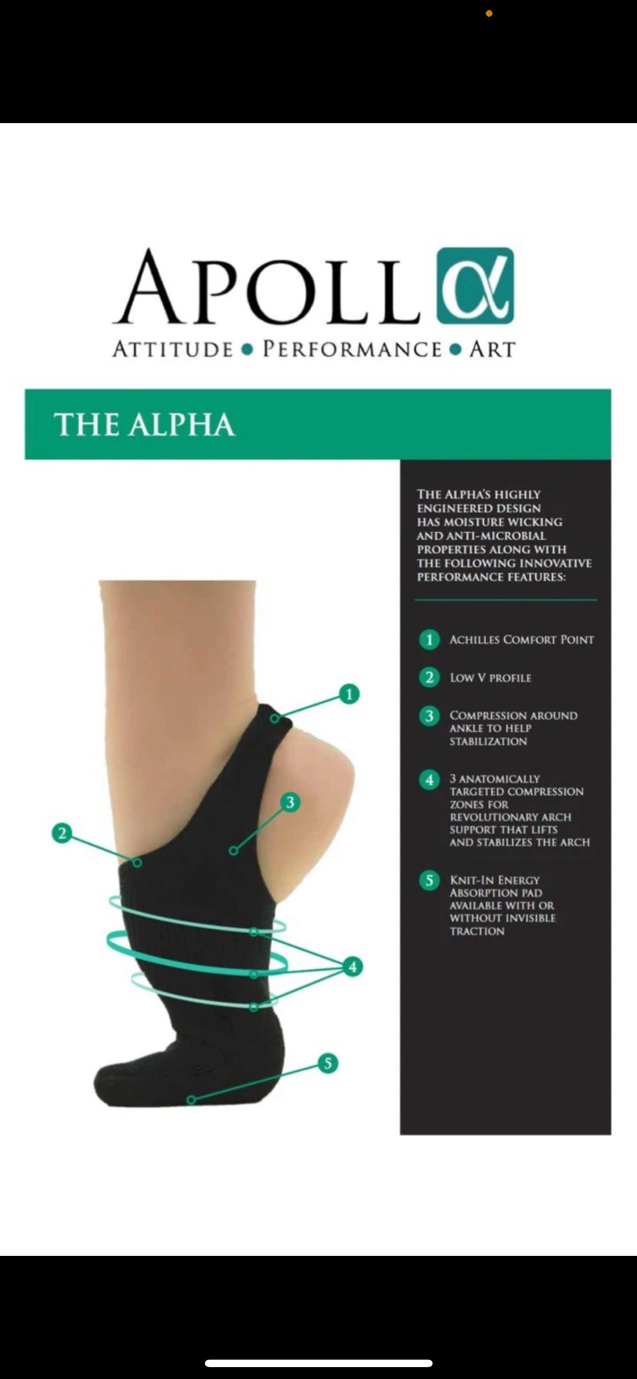 Apolla Shocks Alpha The Happy Half Sole Dance Socks