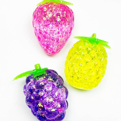 24 pcs Maltose Glittered Mini  Fruit Squishy Toy
