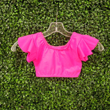 Load image into Gallery viewer, Neon Pink Flutter Sleeve Top

