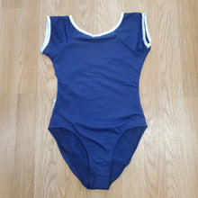 Load image into Gallery viewer, Navy Short Sleeve Leotard with White Trim
