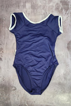 Load image into Gallery viewer, Navy Short Sleeve Leotard with White Trim
