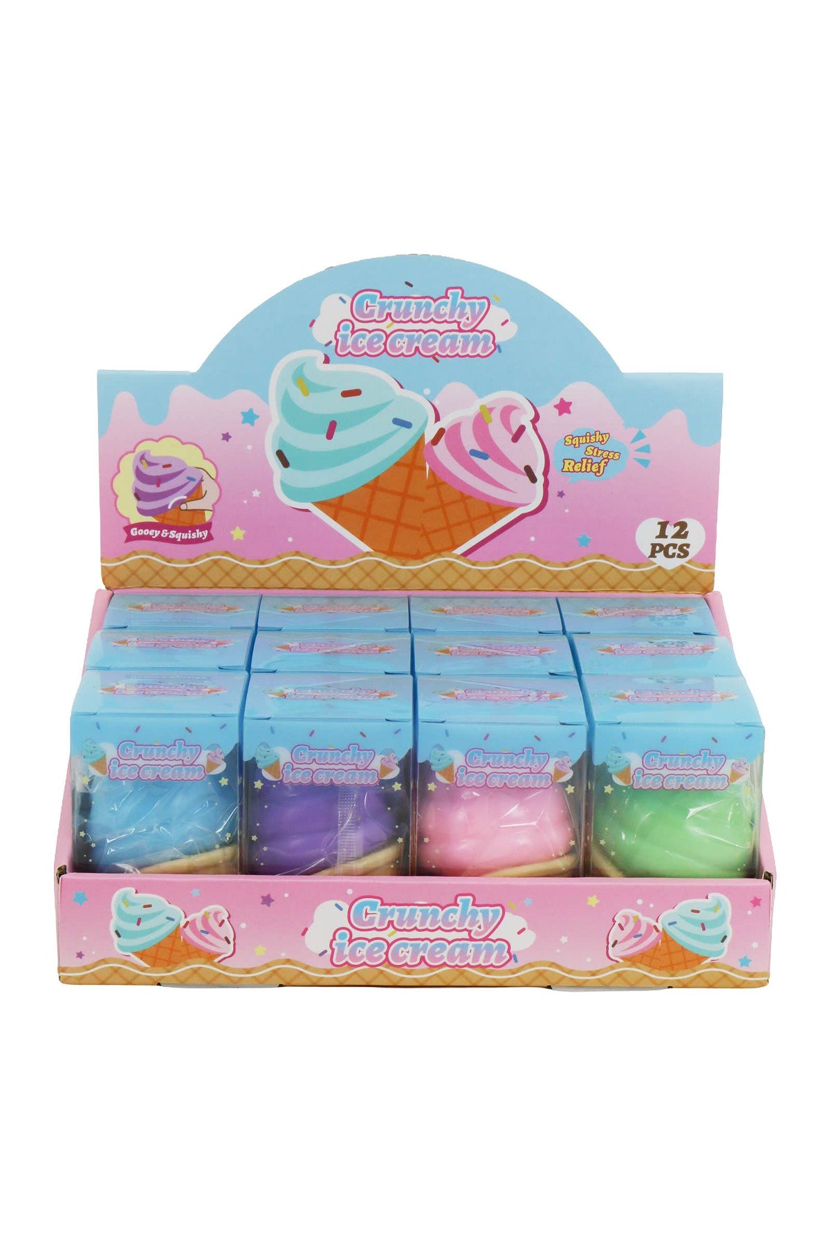 Ice Cream Cone Crunchy Bead Slime Filled TPR Squishy