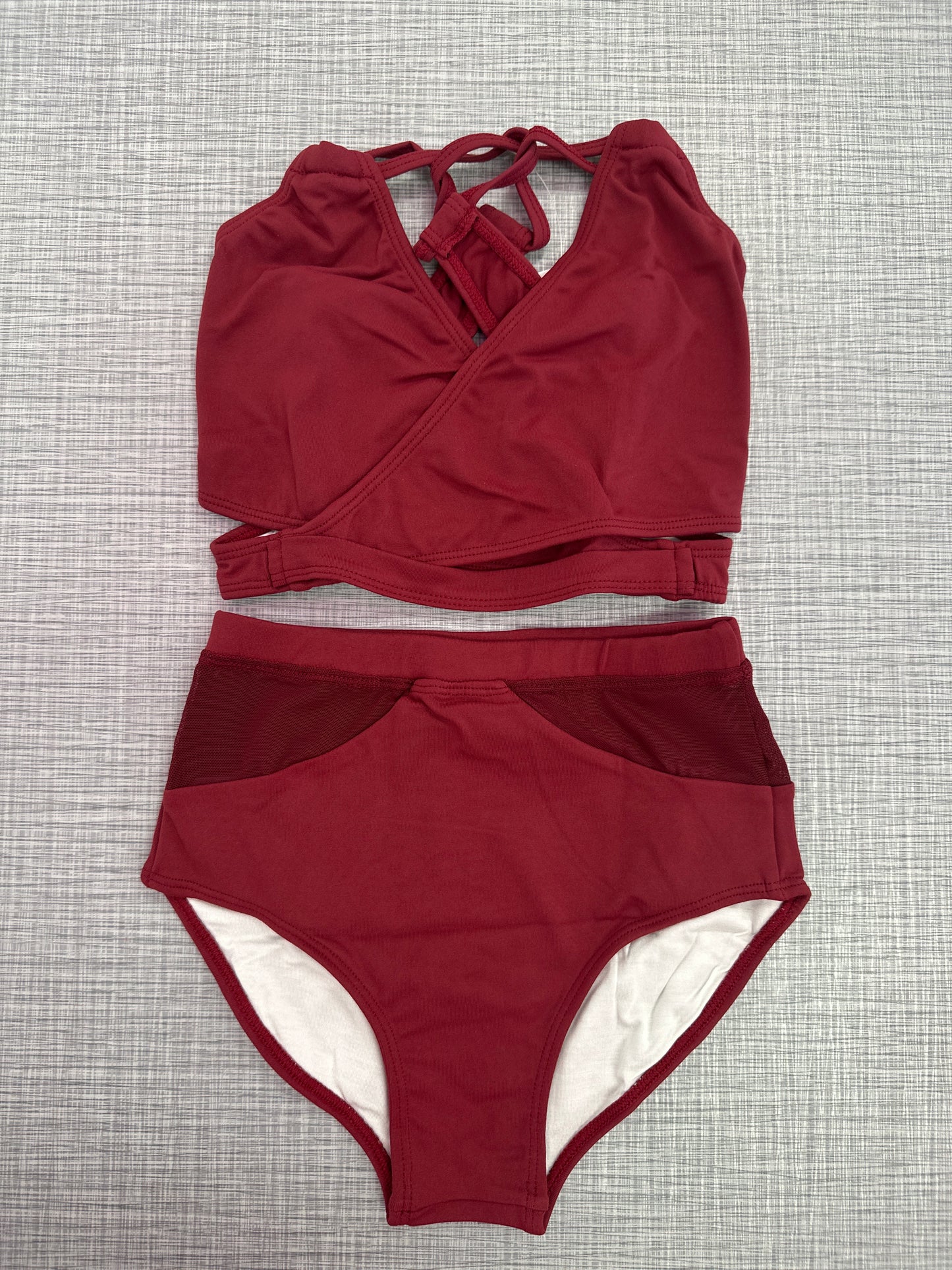 CY Burgundy Criss Cross Brief Set