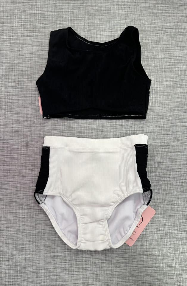CY Black Tank & White w/ Black Side Brief Set