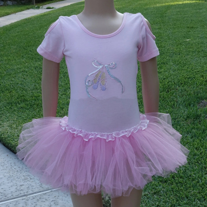 Glitter Ballet Shoes Dress Leotard