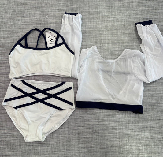 CY White & Navy 3pc Brief Set