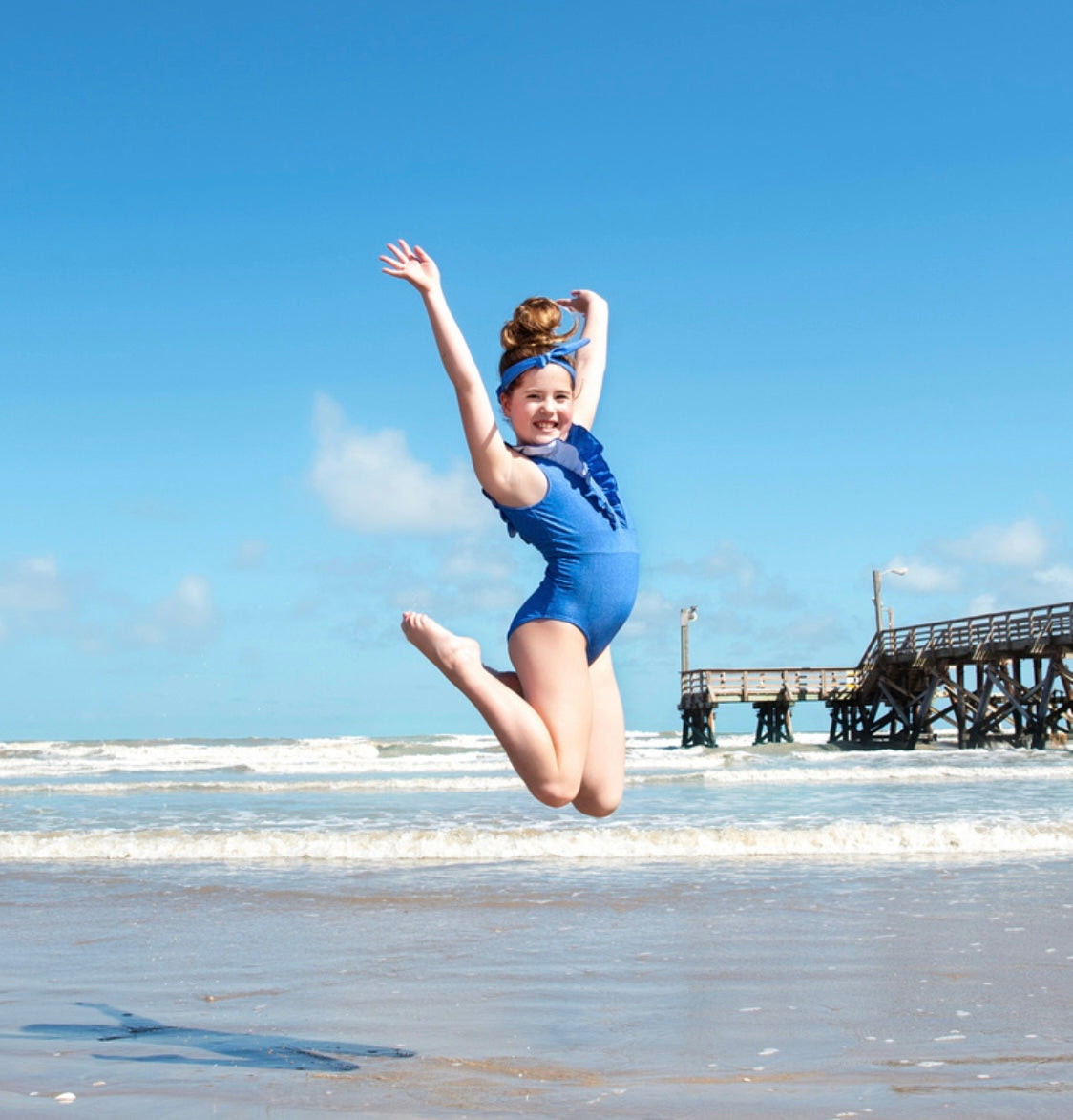 Belles Ruffle Blue Leotard