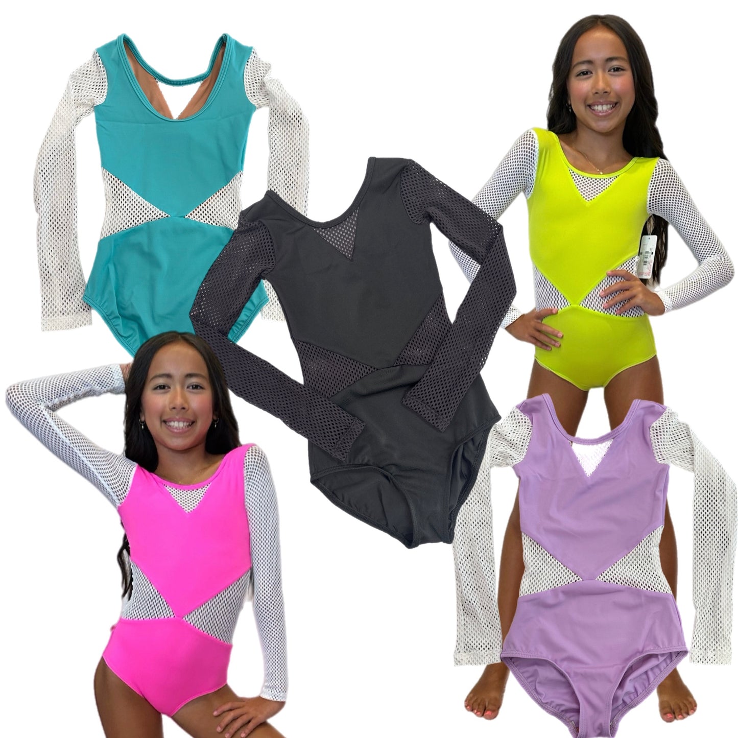 Demi Small Mesh Long Sleeve Leotard