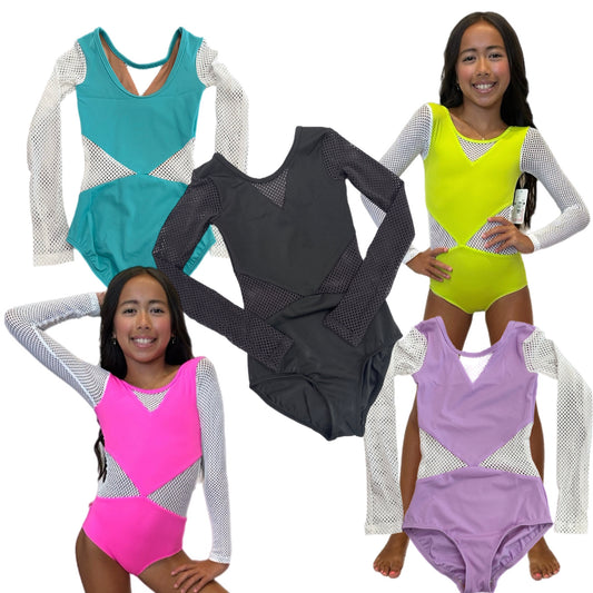 Demi Small Mesh Long Sleeve Leotard