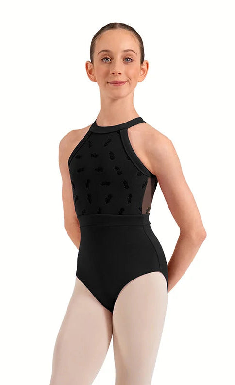 Flock Print Halter Leotard #40016