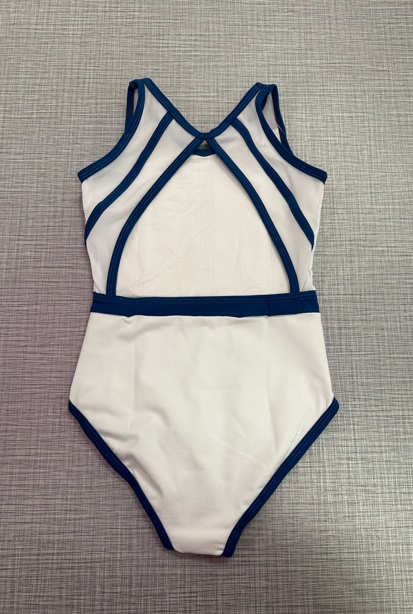CY White & Blue Trim Leotard