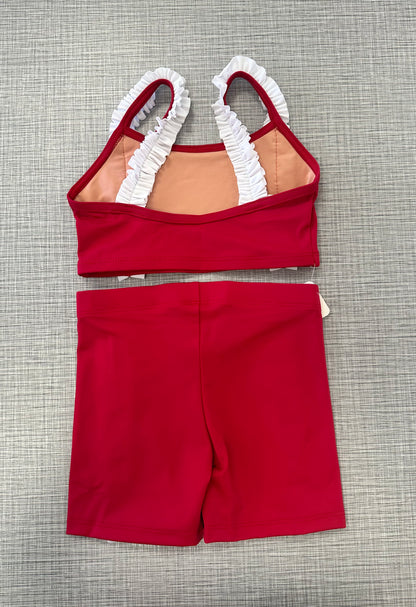 Custom Made Red & White Ruffle Short Set