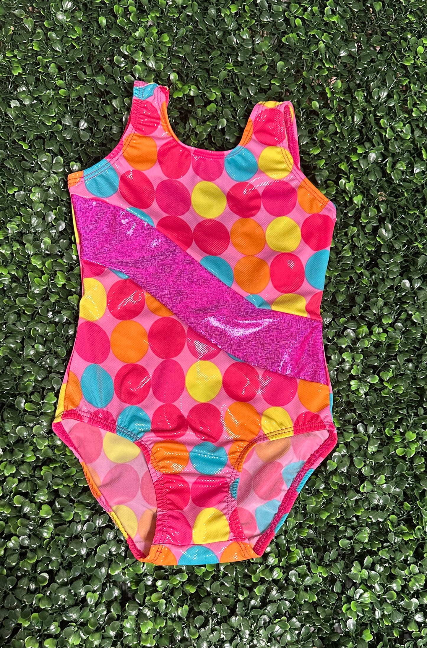 Pink Curve with Multi Dot Leotard