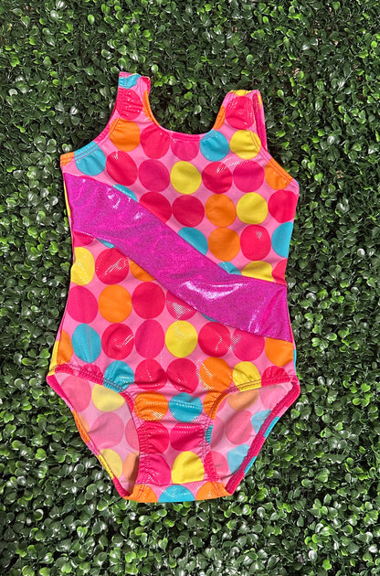 Pink Curve with Multi Dot Leotard
