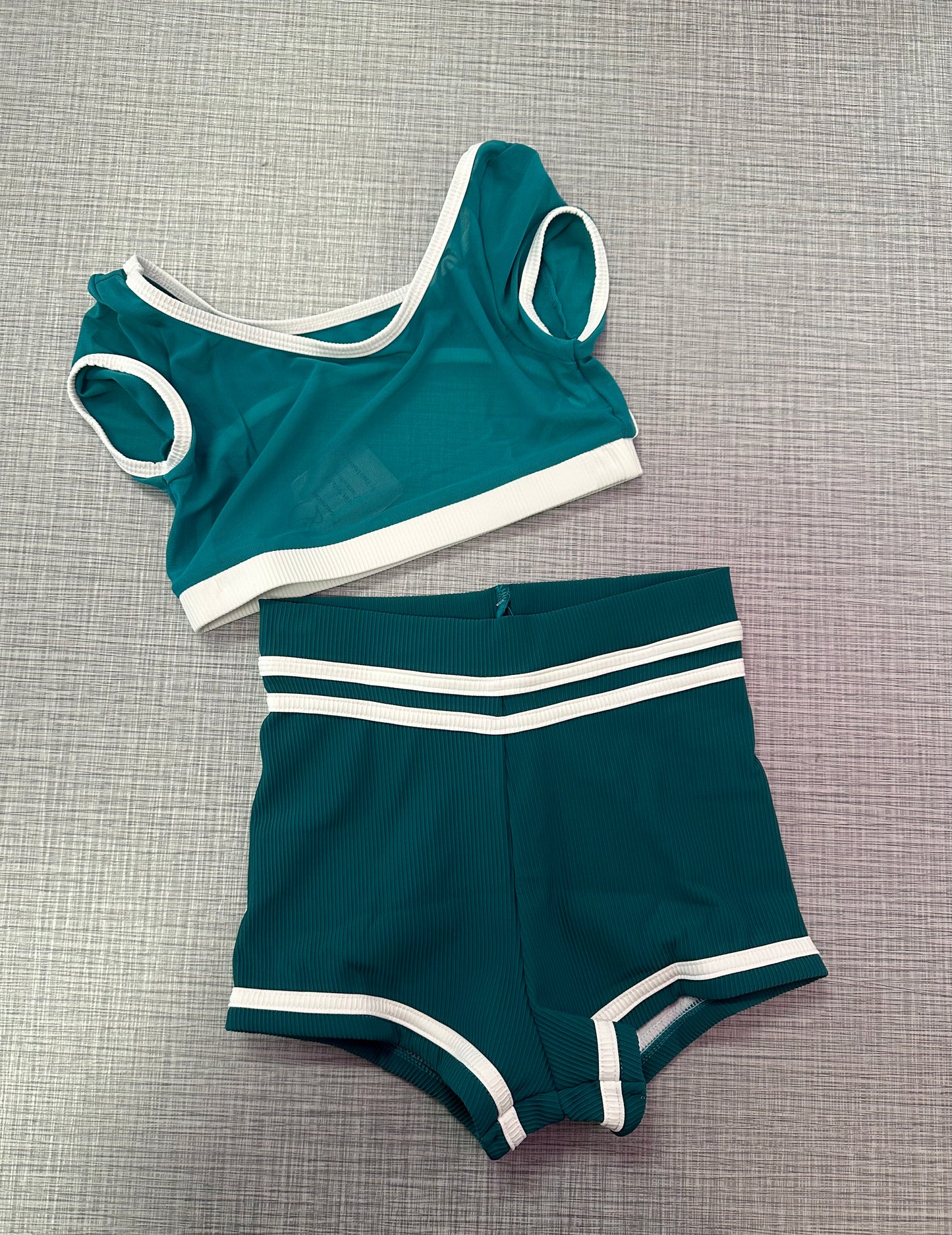 CY Jade Mesh Top & Jade/White Short Set