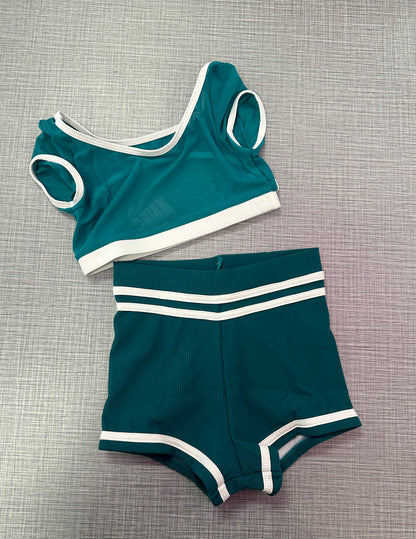 CY Jade Mesh Top & Jade/White Short Set