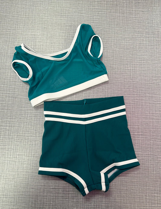 CY Jade Mesh Top & Jade/White Short Set