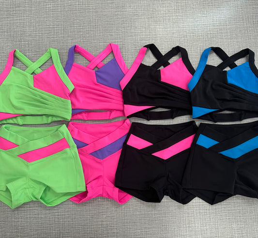 Color Block Short Set