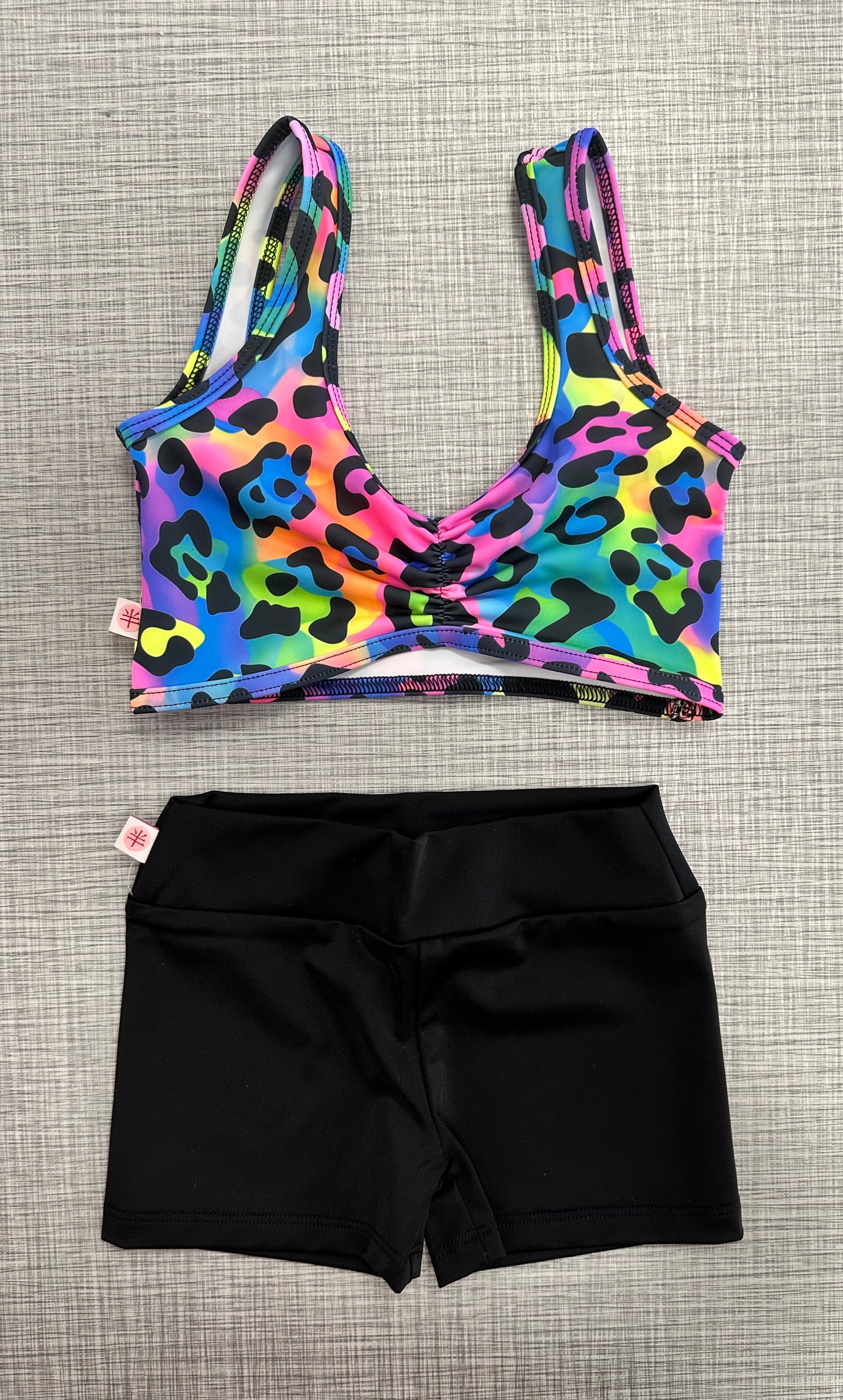Neon Jungle Bra Top & Black Short Set