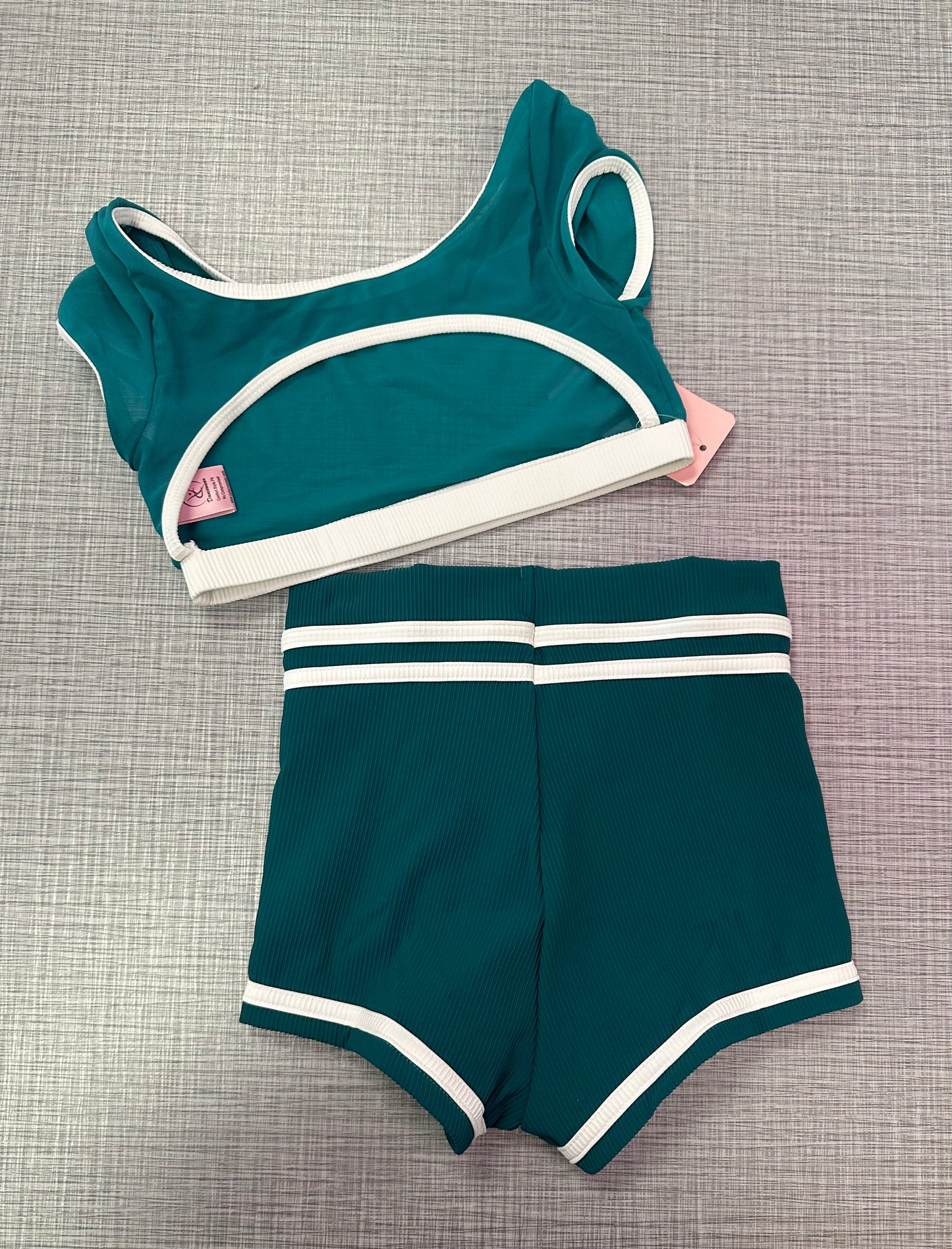 CY Jade Mesh Top & Jade/White Short Set
