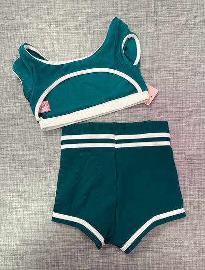 CY Jade Mesh Top & Jade/White Short Set