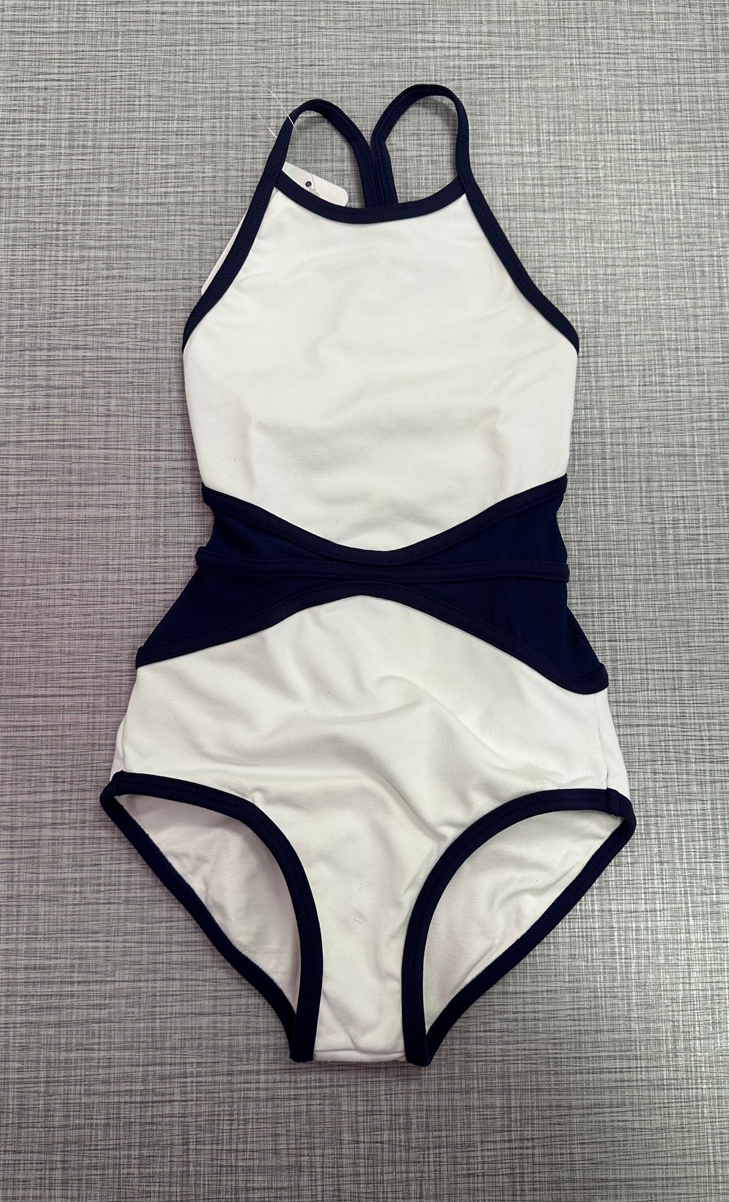 CY White & Navy Corset Back Leotard