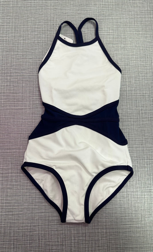 CY White & Navy Corset Back Leotard