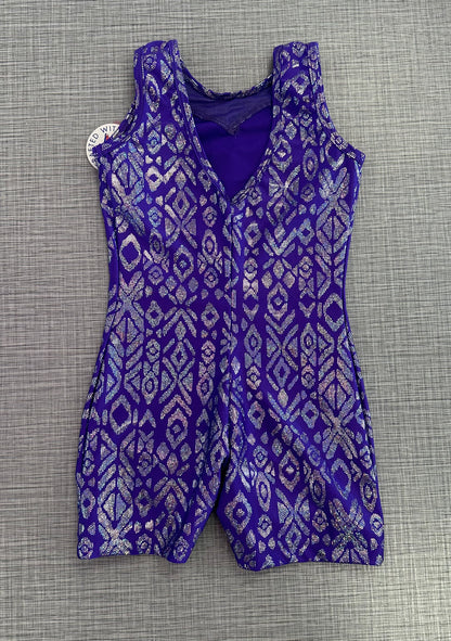 Purple Metallic Aztec Biketard