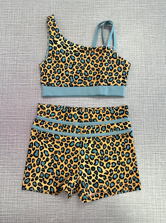 Teal Cheetah Short Set