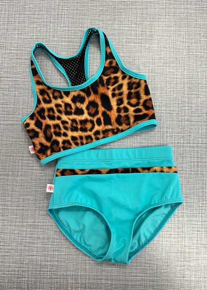 Demi Racerback Cheetah Brief Set