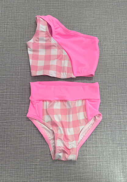 Pink Plaid Cut Out Brief Set