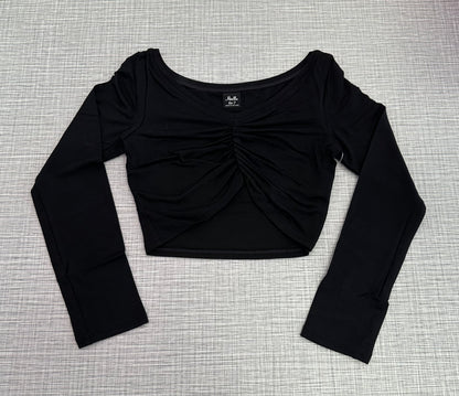 Scoop Neck Gathered Long Sleeve Top #M30004