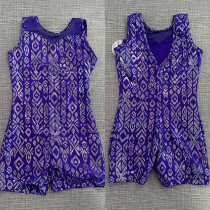 Purple Metallic Aztec Biketard
