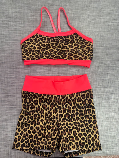 Neon Orange Cheetah Short Set