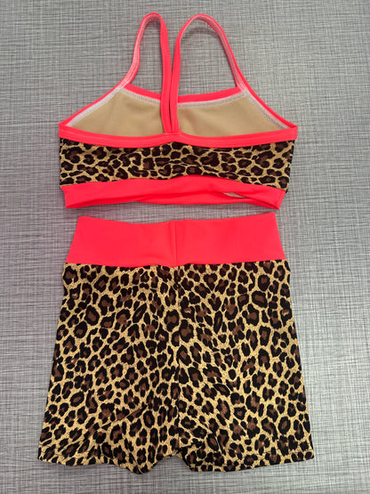 Neon Orange Cheetah Short Set