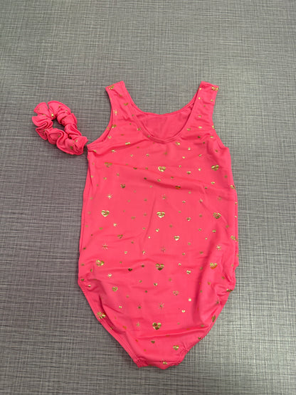 Pink Leotard w/ Gold Hearts