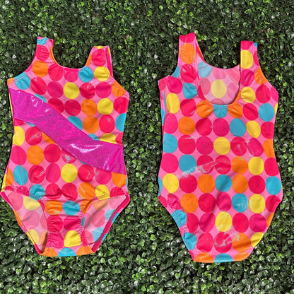 Pink Curve with Multi Dot Leotard