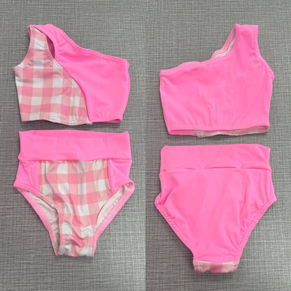 Pink Plaid Cut Out Brief Set