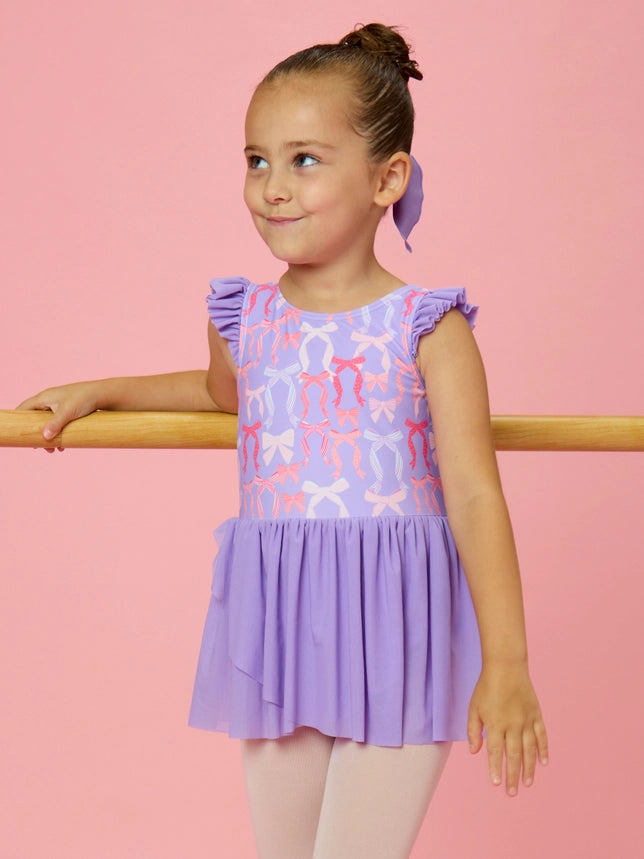 Rosy Ribbons Flutter Sleeve Leotard