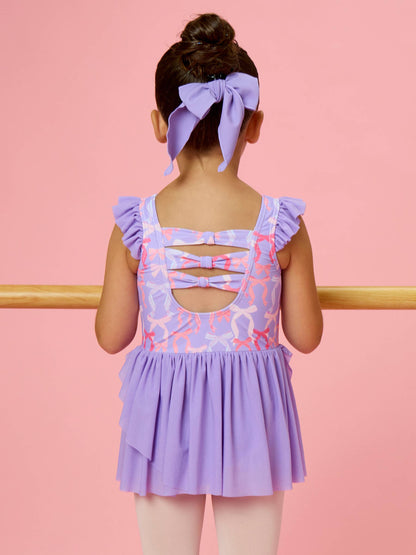 Girls Rosy Ribbons Flutter Sleeve Dance & Gymnastics Leotard
